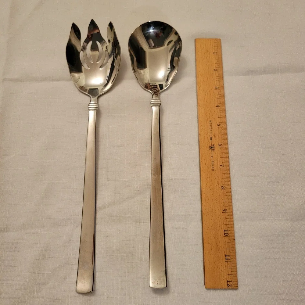Reed Barton Salad Serving Set 18/10 Stainless Heritage Mint 2 Pc Gift Holiday